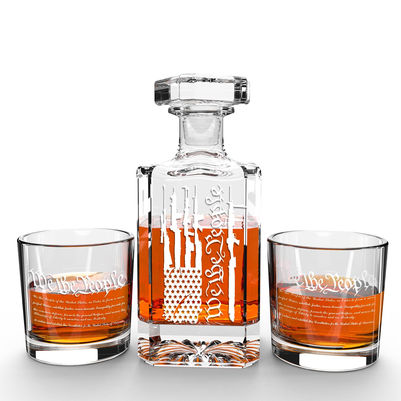 Personalized Whiskey Decanter Set, Liquor Bottles Set with 2 Glasses