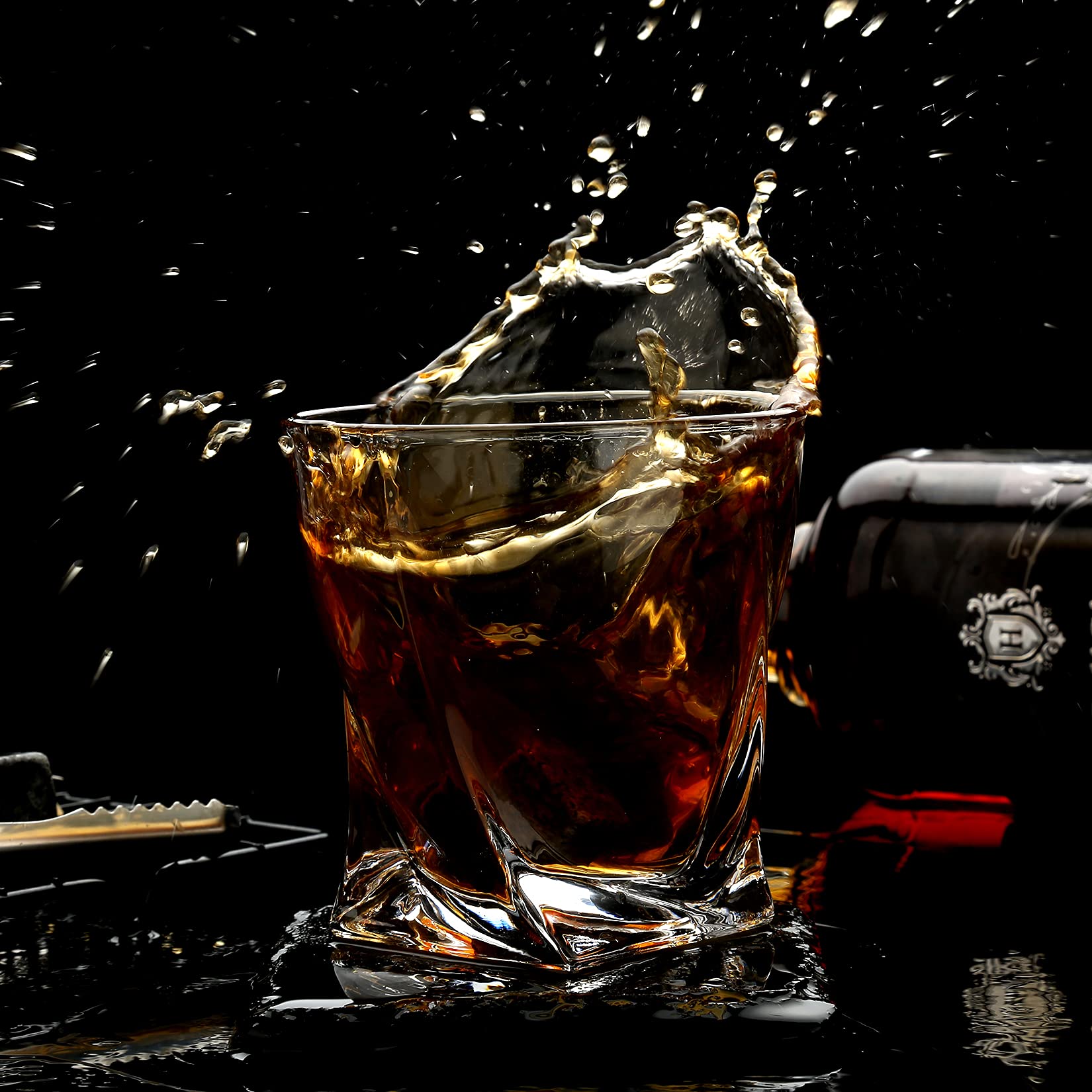 Whiskey Stones Gift Set - Whiskey Gifts for Men, Granite Chilling Whiskey Rocks, Scotch Bourbon Whiskey Glass Gift Box Set, Best Drinking Gifts for Dad Husband Birthday Party Holiday Present