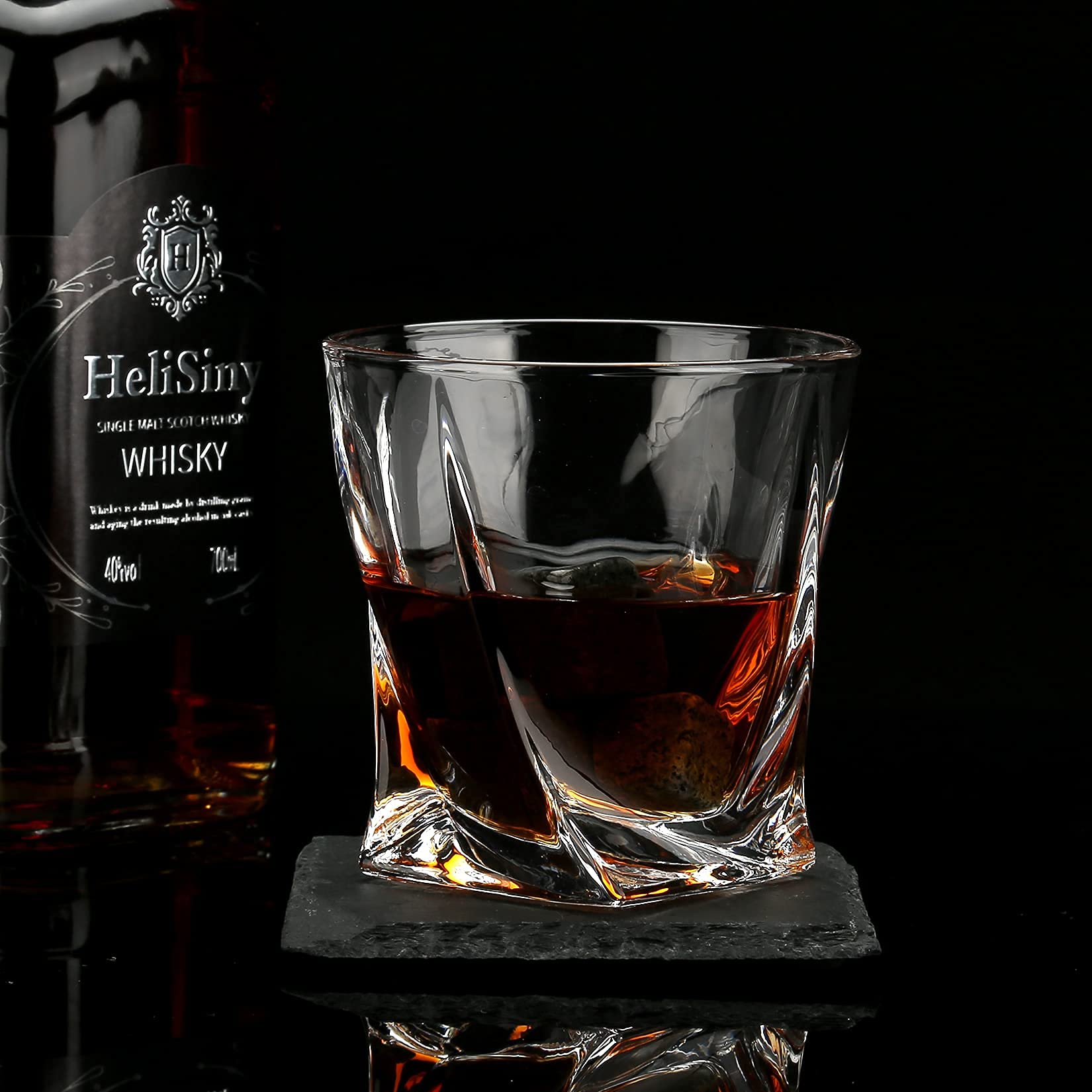 Whiskey Stones Gift Set - Whiskey Gifts for Men, Granite Chilling Whiskey Rocks, Scotch Bourbon Whiskey Glass Gift Box Set, Best Drinking Gifts for Dad Husband Birthday Party Holiday Present