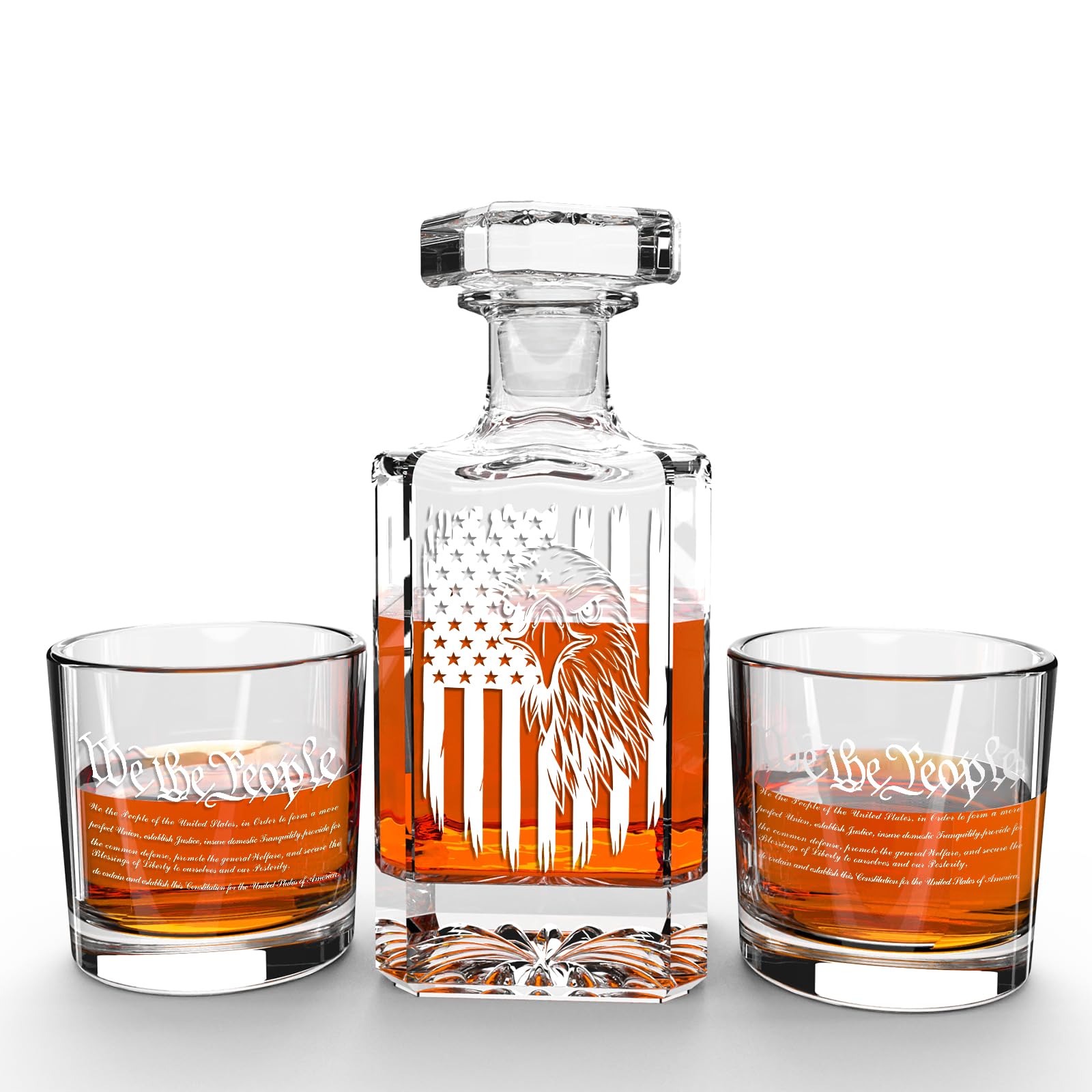 Personalized Whiskey Decanter Set, Liquor Bottles Set with 2 Glasses