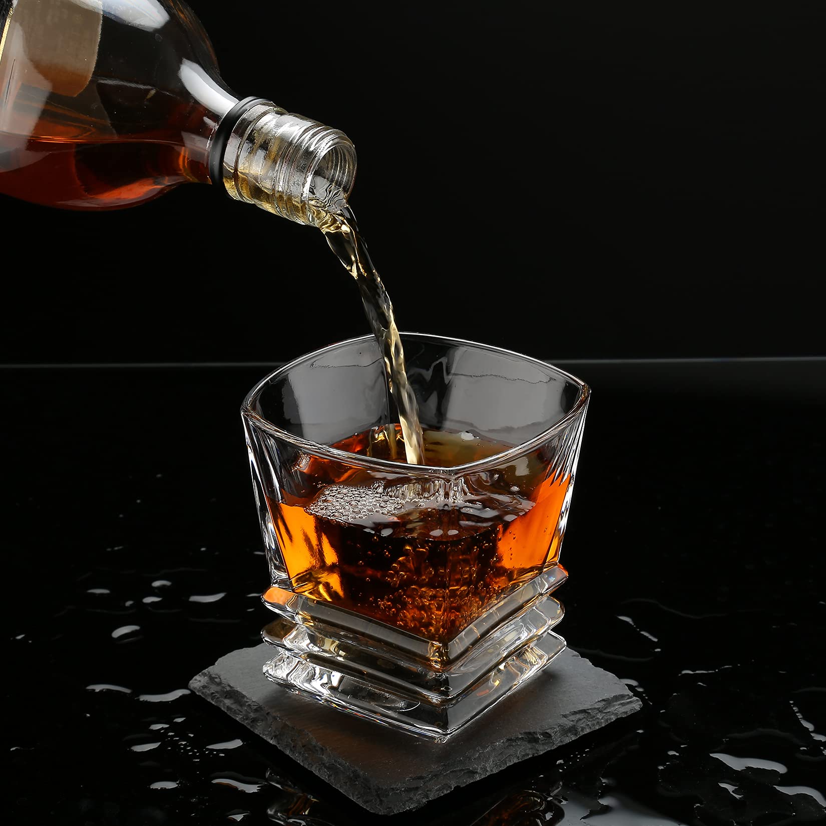 Whiskey Stones Gift Set - Whiskey Gifts for Men, Granite Chilling Whiskey Rocks, Scotch Bourbon Whiskey Glass Gift Box Set, Best Drinking Gifts for Dad Husband Birthday Party Holiday Present
