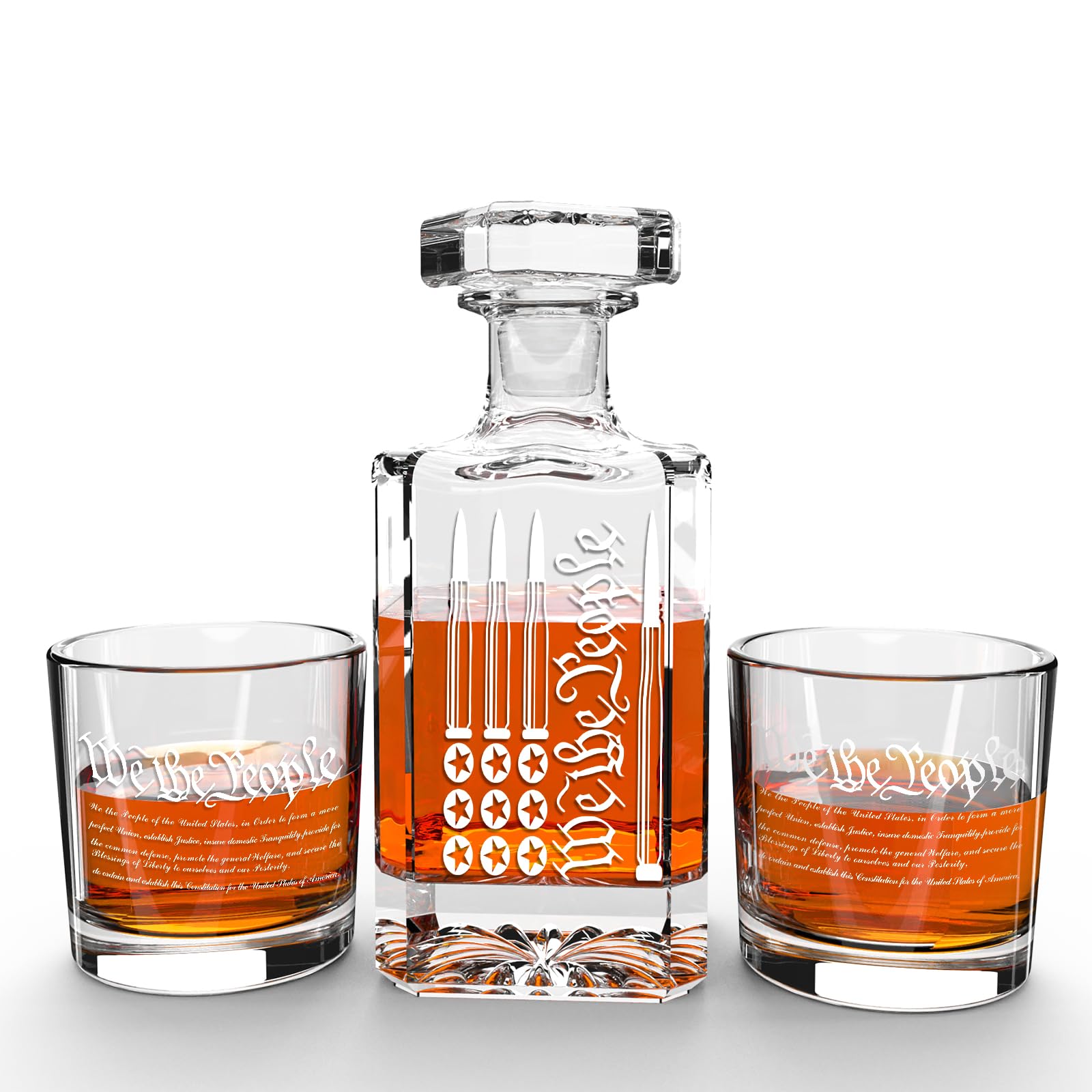 Personalized Whiskey Decanter Set, Liquor Bottles Set with 2 Glasses