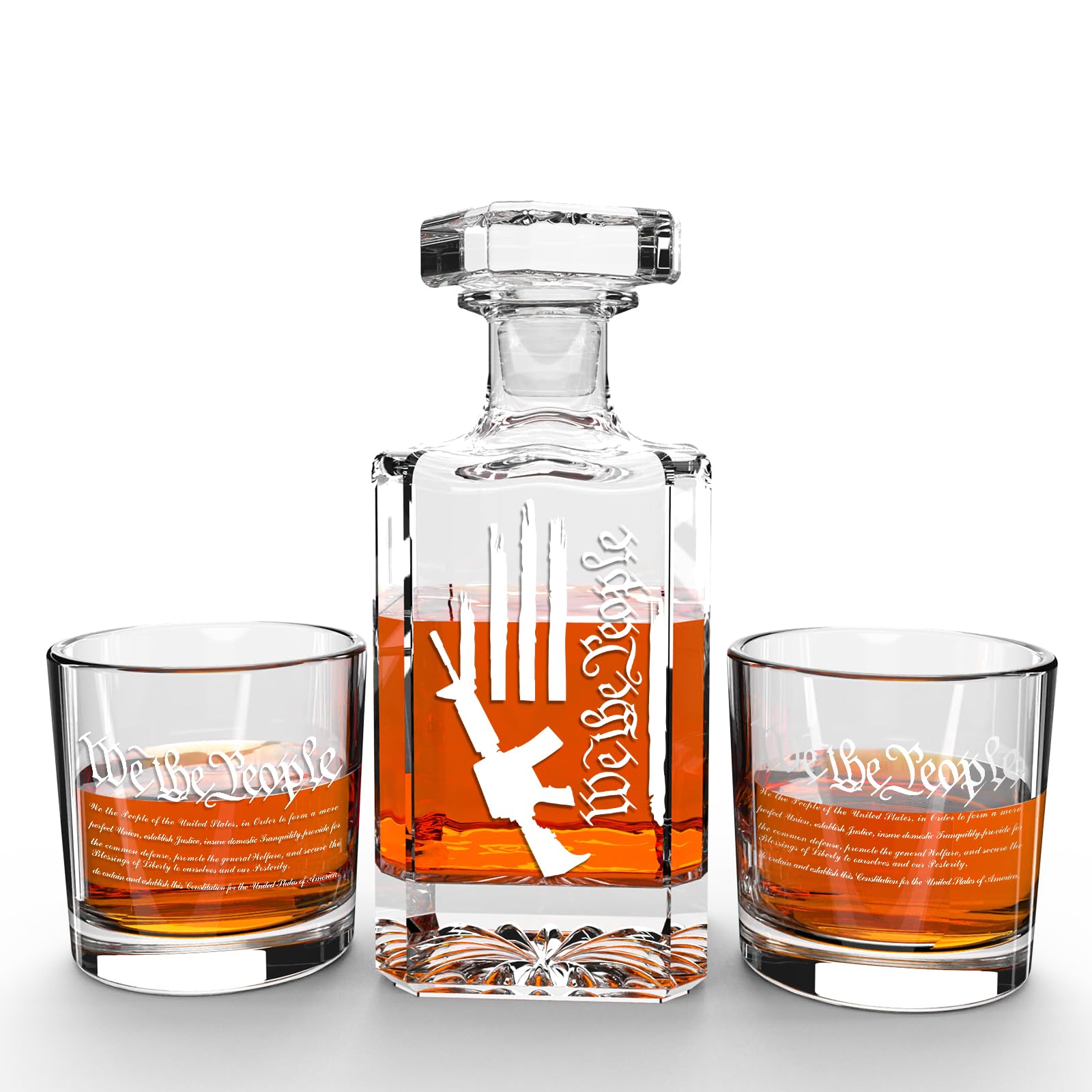 Personalized Whiskey Decanter Set, Liquor Bottles Set with 2 Glasses