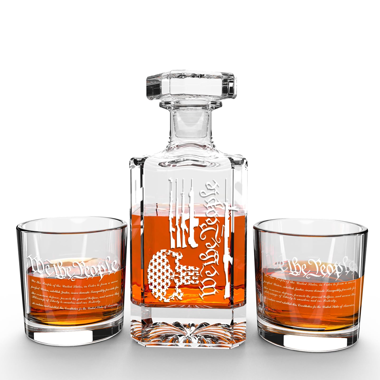 Personalized Whiskey Decanter Set, Liquor Bottles Set with 2 Glasses