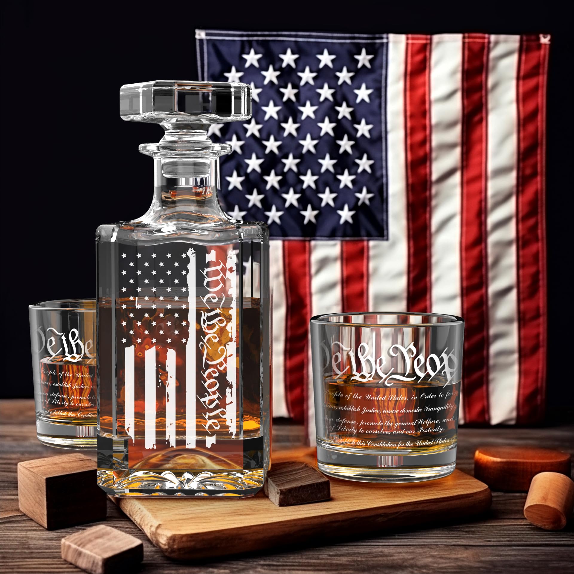 Personalized Whiskey Decanter Set, Liquor Bottles Set with 2 Glasses