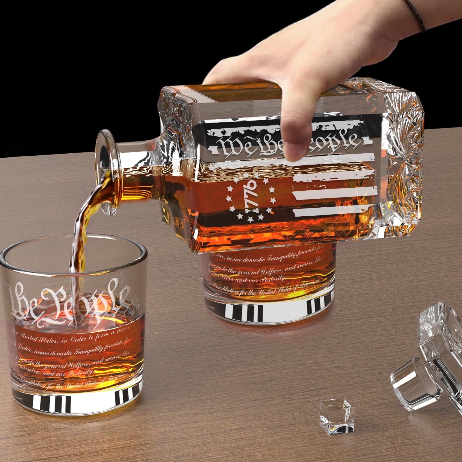 Personalized Whiskey Decanter Set, Liquor Bottles Set with 2 Glasses