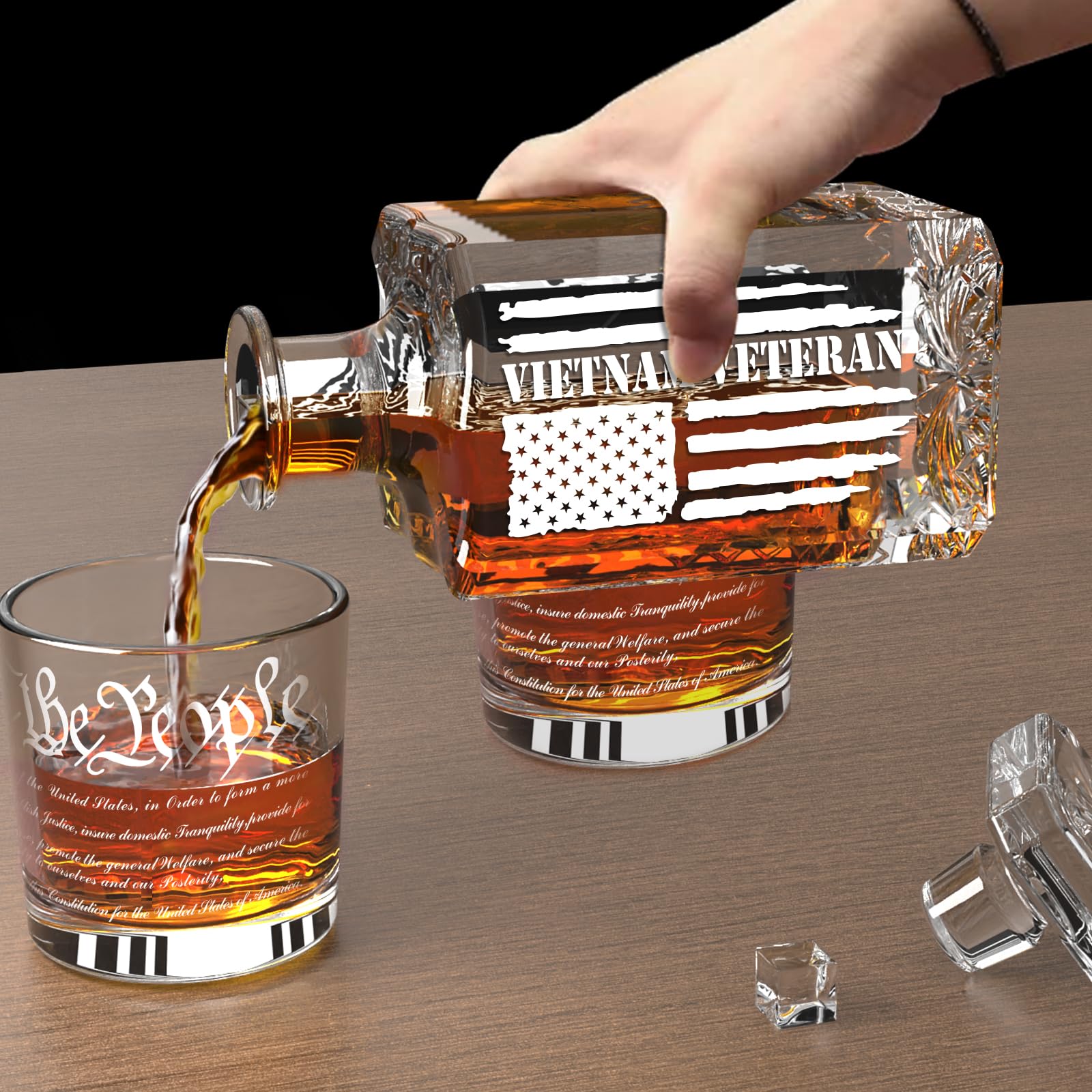 Personalized Whiskey Decanter Set, Liquor Bottles Set with 2 Glasses