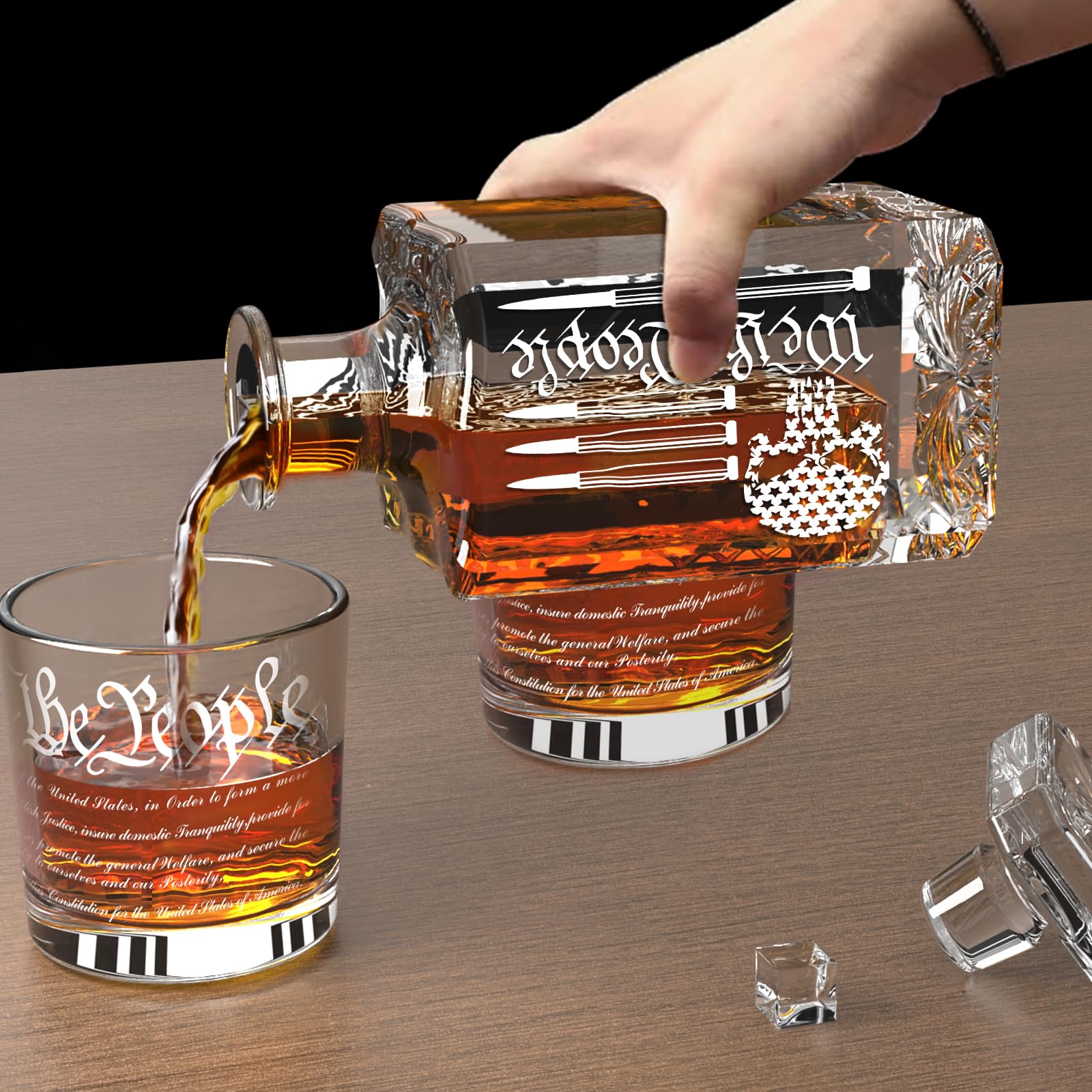 Personalized Whiskey Decanter Set, Liquor Bottles Set with 2 Glasses