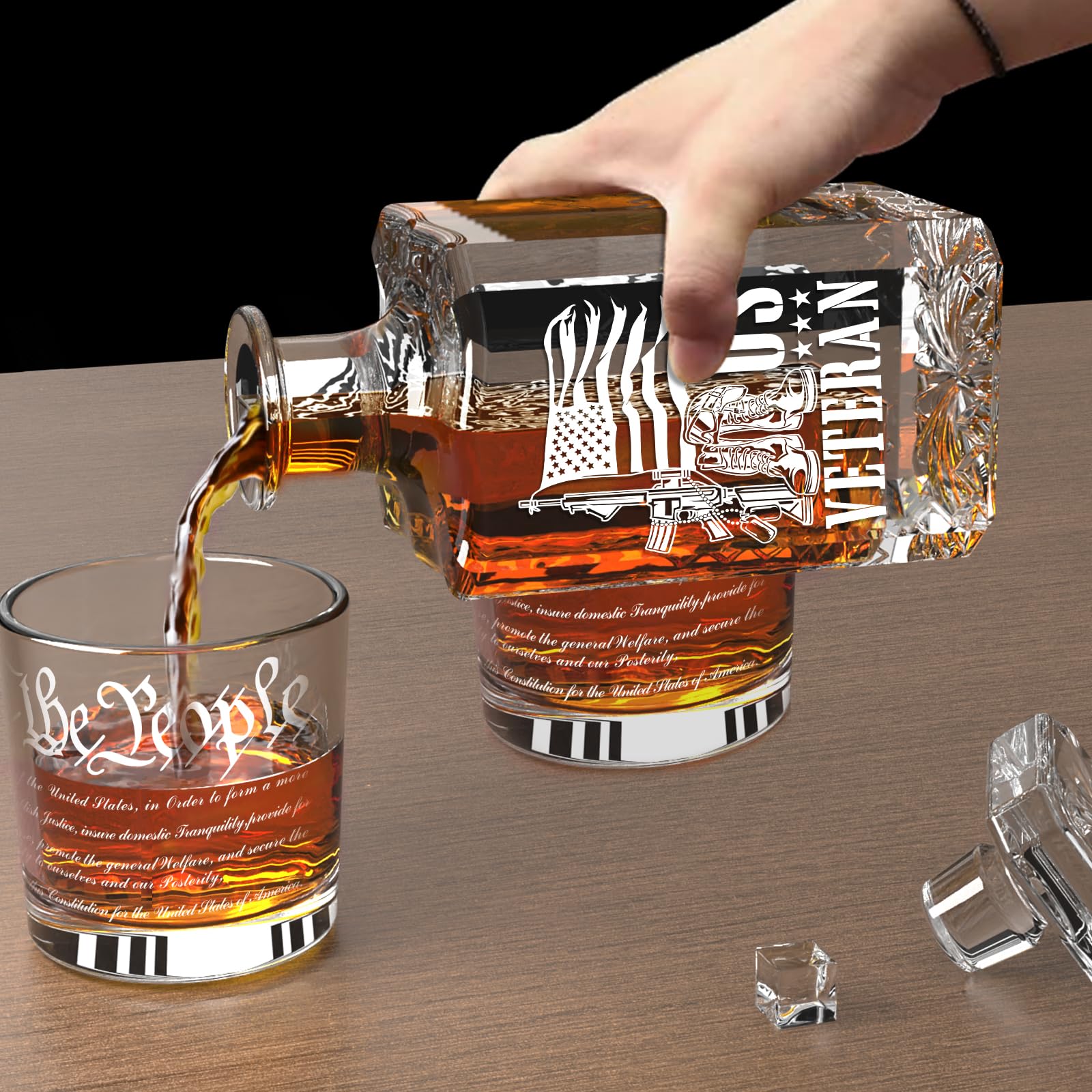 Personalized Whiskey Decanter Set, Liquor Bottles Set with 2 Glasses