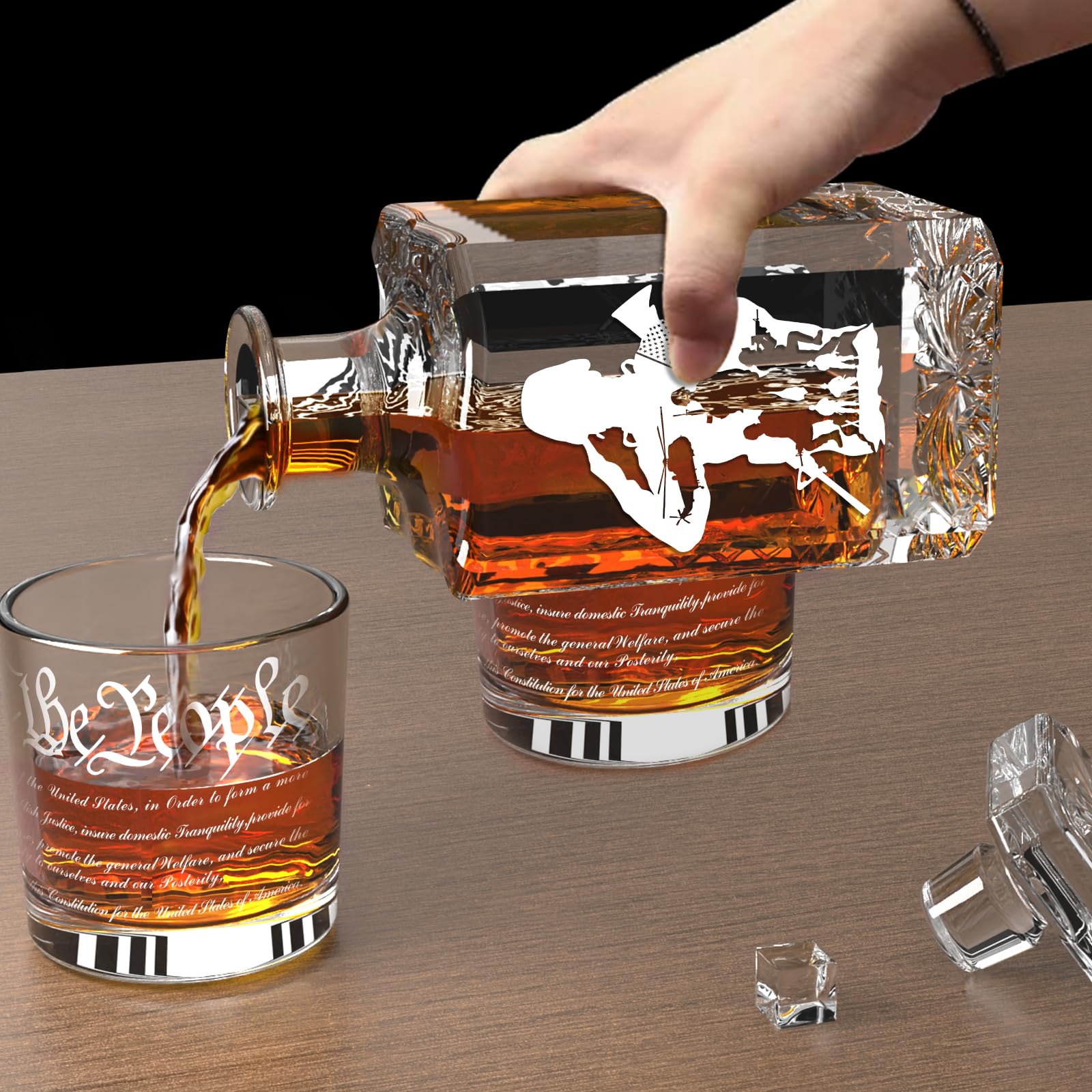 Personalized Whiskey Decanter Set, Liquor Bottles Set with 2 Glasses