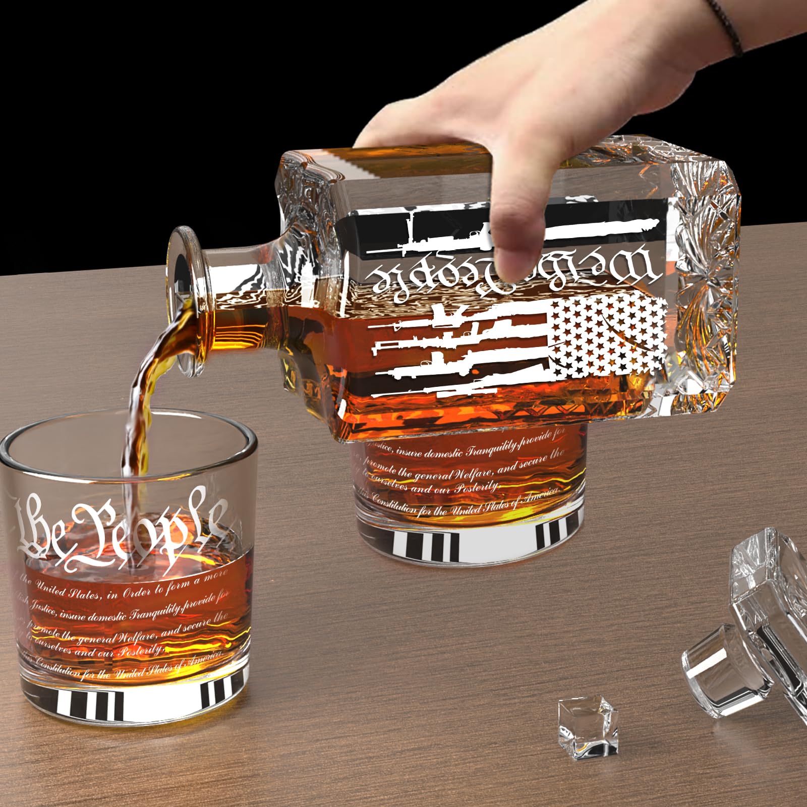 Personalized Whiskey Decanter Set, Liquor Bottles Set with 2 Glasses