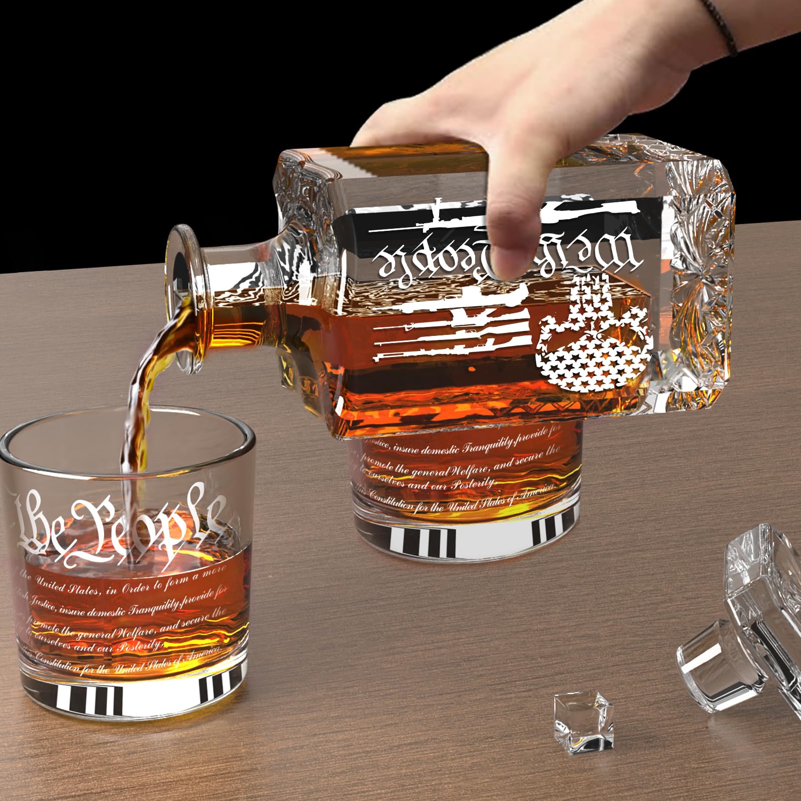 Personalized Whiskey Decanter Set, Liquor Bottles Set with 2 Glasses