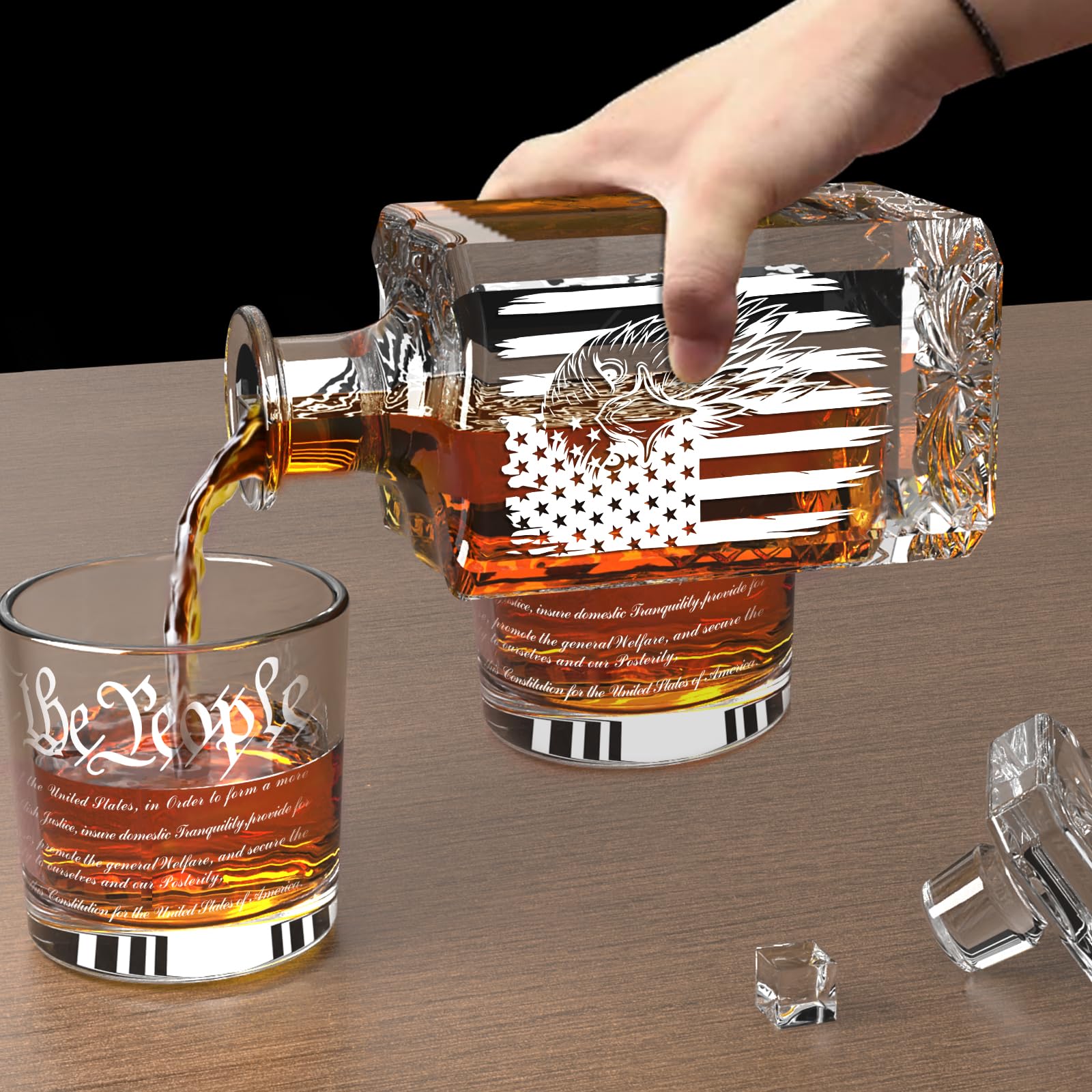 Personalized Whiskey Decanter Set, Liquor Bottles Set with 2 Glasses