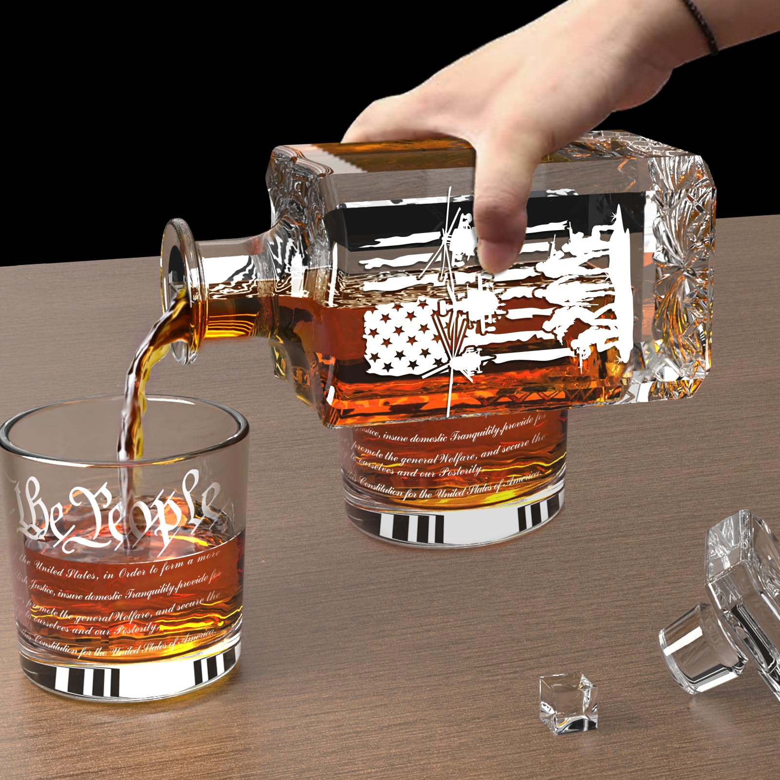 Personalized Whiskey Decanter Set, Liquor Bottles Set with 2 Glasses