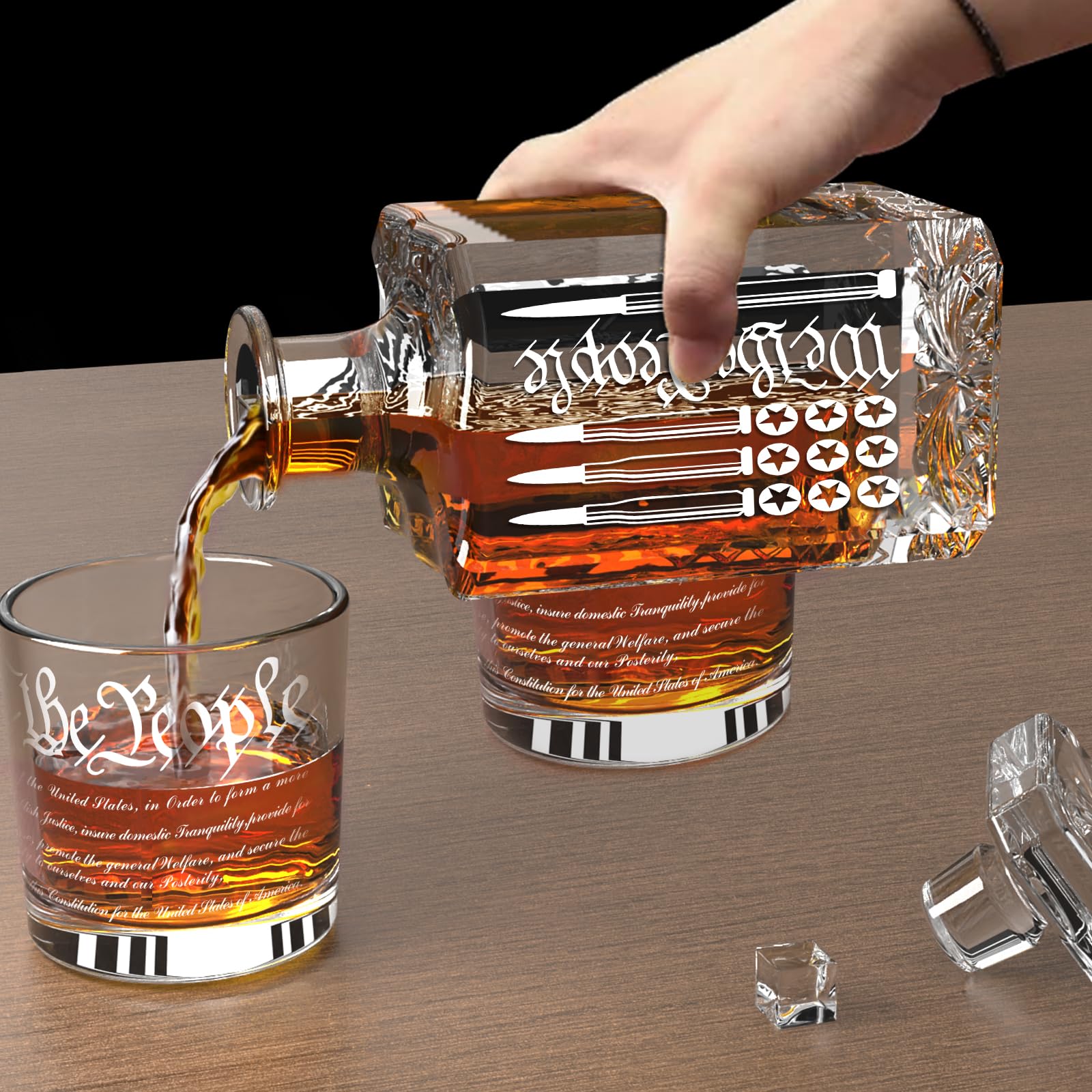 Personalized Whiskey Decanter Set, Liquor Bottles Set with 2 Glasses