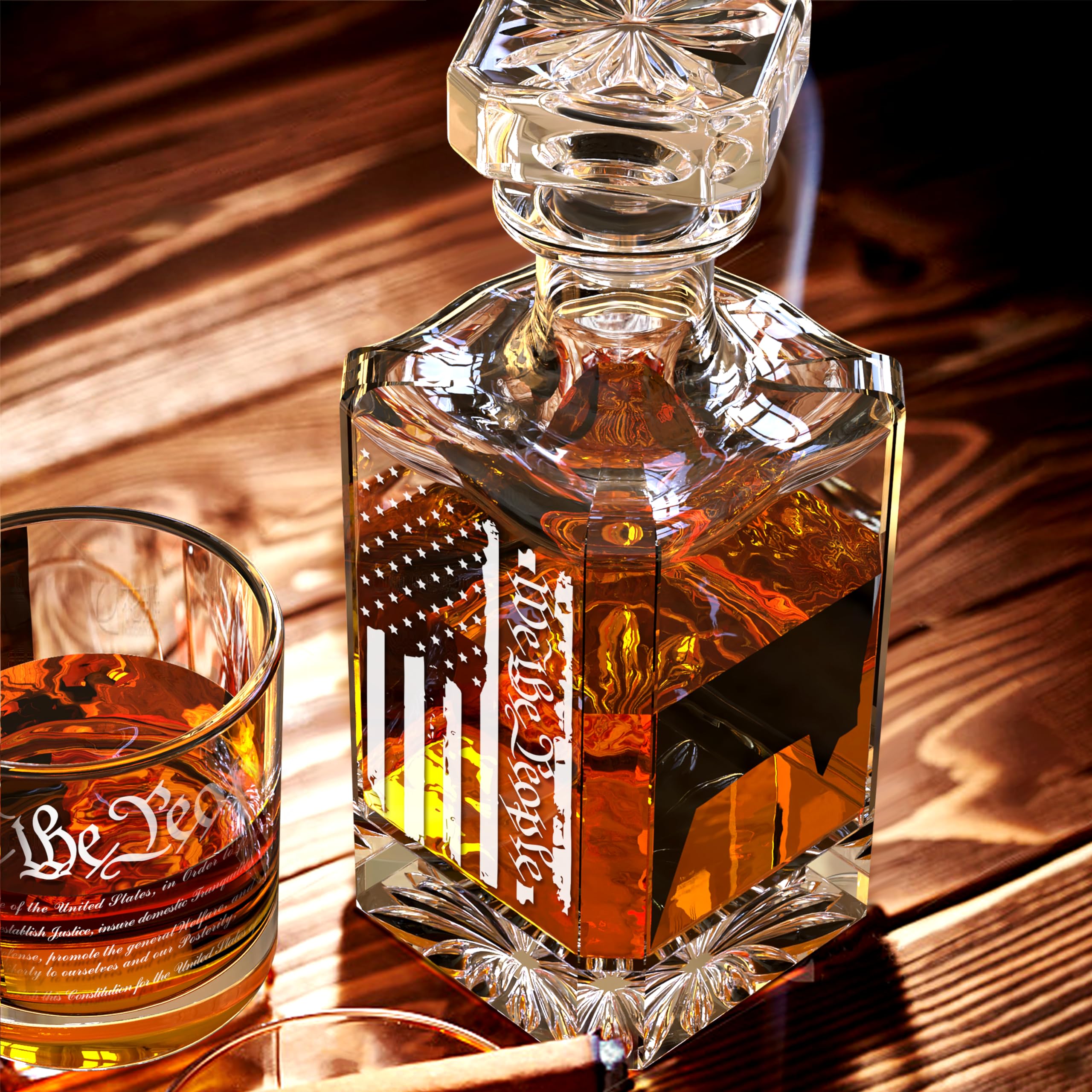 Personalized Whiskey Decanter Set, Liquor Bottles Set with 2 Glasses