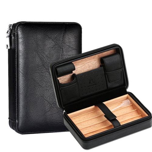 Galiner Leather Cigar Humidor Box Travel Portable Cedar Wood Cigar