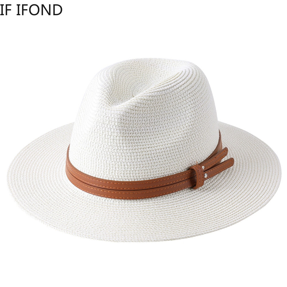 New Natural Panama Soft Shaped Straw Hat Summer Women/Men Fedora Hat