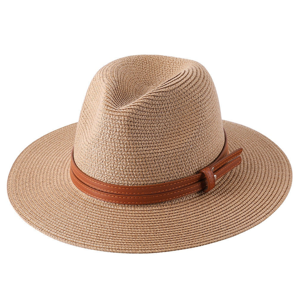 New Natural Panama Soft Shaped Straw Hat Summer Women/Men Fedora Hat