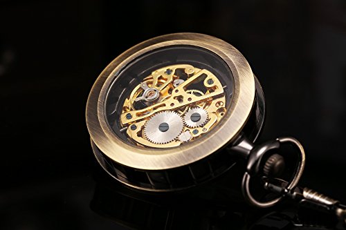 Skeleton Pocket Watch Special 12-Little-Window Case Design Men Black Mechanical with Chain Box-Watch-The Distinct Gentlemen