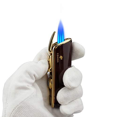 PortPlugs Torch Lighters with Cutter Set Triple Jet Flame Lighter with Punch Butane Refillable(Without Gas)