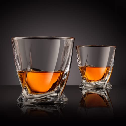 VENERO Crystal Whiskey Glasses, Set of 4 Rocks Glasses in Satin-Lined Gift Box-barware-The Distinct Gentlemen