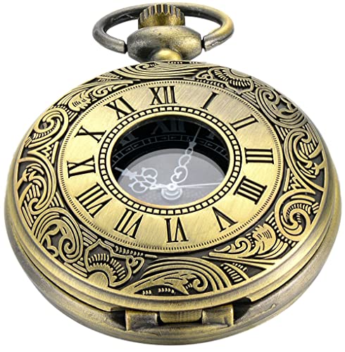 Vintage Pocket Watch for Men Roman Numerals Scale Quartz Pocket Watches with Chain-Watch-The Distinct Gentlemen