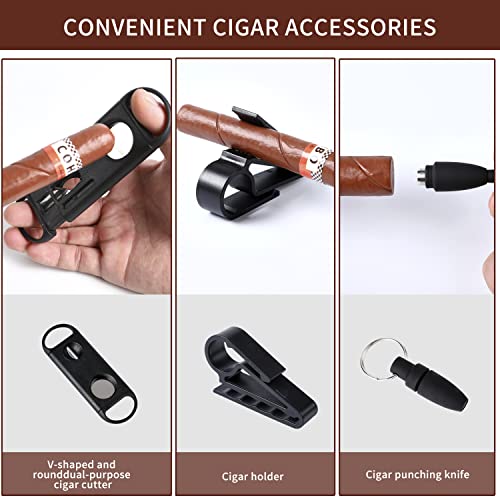 Cigar Case Humidor with V Cutter, Cigar Clip and Cigar Punch-cigar holder-The Distinct Gentlemen